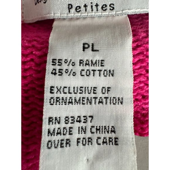 Heirloom Collectibles Petite Lg XMas Penguin Zip Cardigan Sweater Pink Cotton Bl - Picture 6 of 16